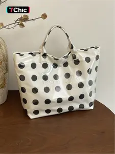 Large capacity PVC tote bag, Commuter Tote, waterproof, with 'TOTE BAG' letter print, can be carried by hand or shoulder, for commuting, school, shopping