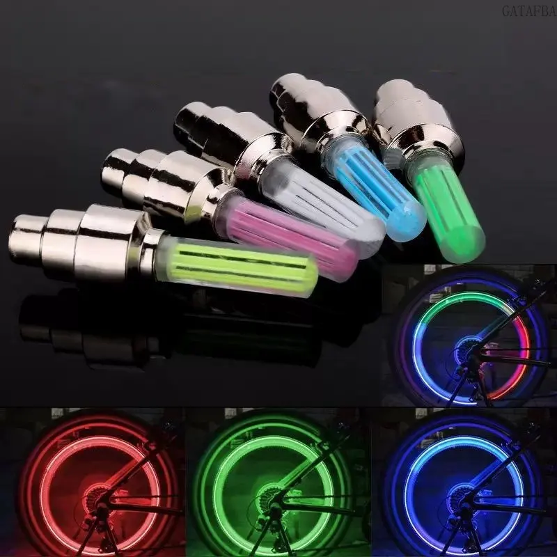 Unisex Colorful LED Bike Valve Light - Automatic Luminous Wheel Spoke Lamp, Fluorescent Tire Accessory for Night Cycling Safety, All Seasons Bike Accessories, Safety Accessory