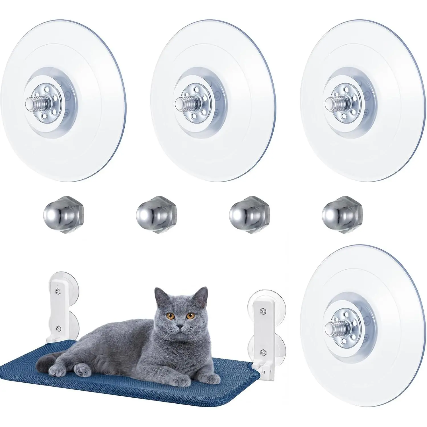Window Perch Suction Cups, 4 count Clear   Window Hammock Suction Cup  for Cats Windows Seat