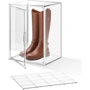 18ACTIVEKITXXX-Large Clear Stackable Acrylic Display with Lid & Magnetic Door - 2-Tier Adjustable Shoe Box Case 11.8'' X 9.8'' X 15.7''Organizer for Boot, Sneakers, Collectibles, Figures, Purses | 1-Pack