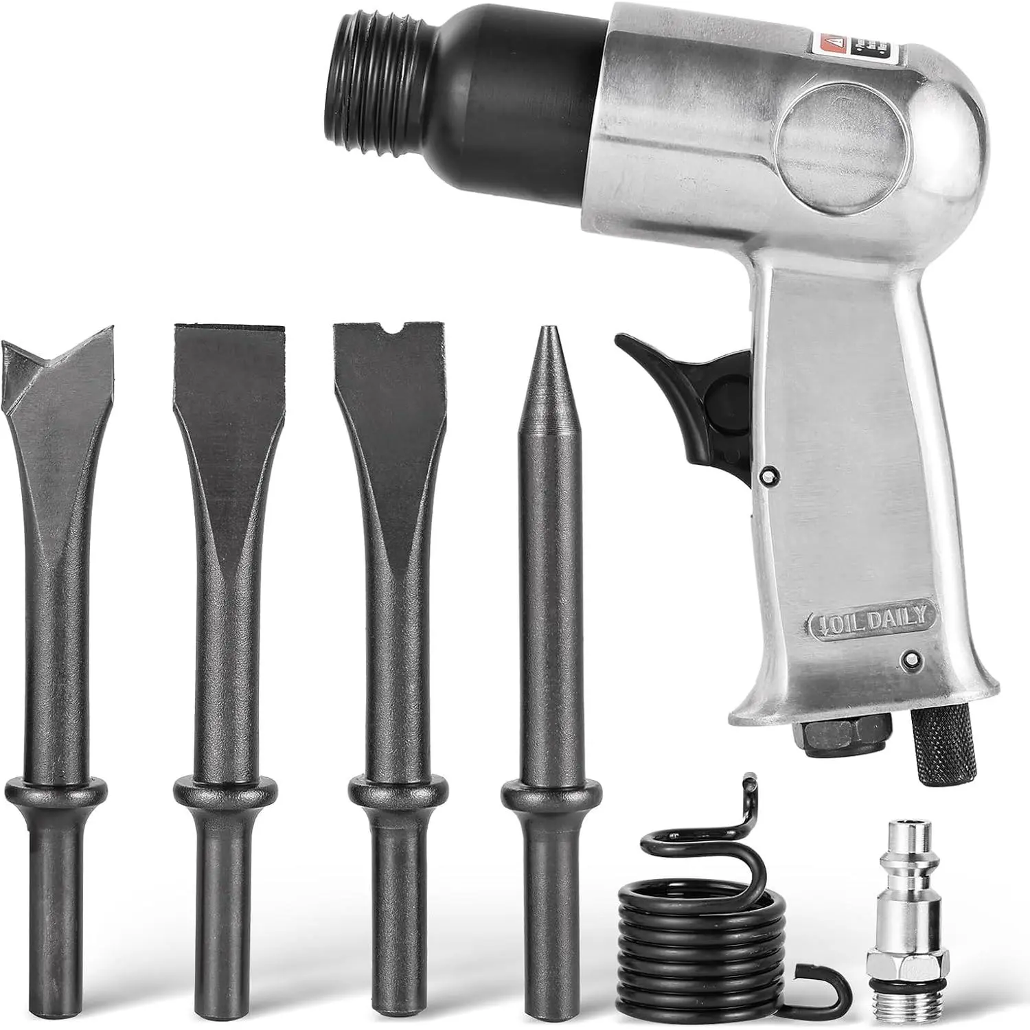 150mm Air Kit, 4500 BPM Short Barrel Pneumatic | With Quick Change Retainer & 4 Chisels,-Duty Air Chisel Tool for Automotive, & Masonry Work