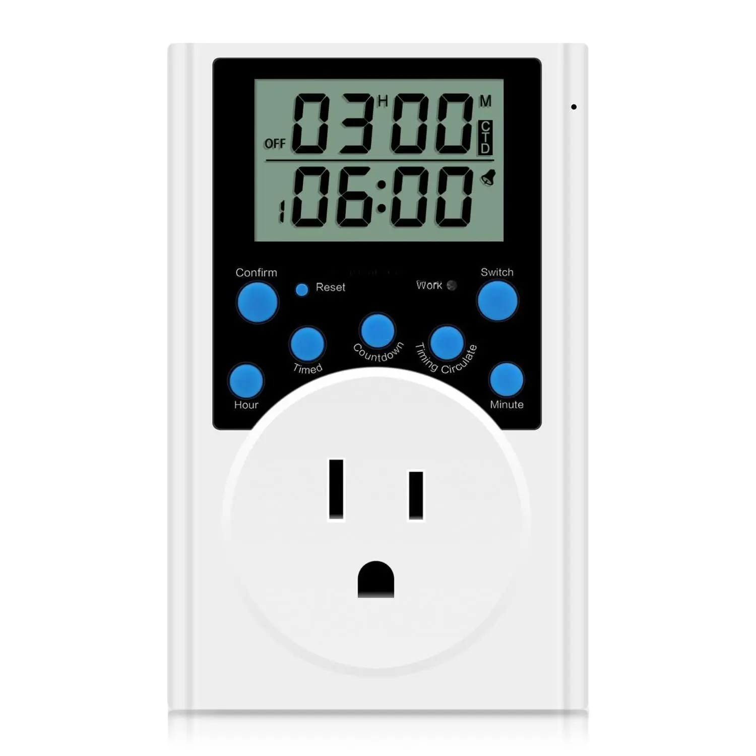 Programmable Digital Timer Outlet, Infinite Cycle, for Electrical | 15A/1800W Heavy Duty, Indoor Multiple Daily Timers, Customized Countdown , Energy-Saving,  Lock Protection, 3-Prong