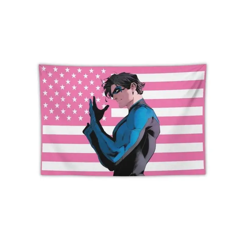 Peach Pink Nightwing American Flag All Over Print Decorative Tapestry -