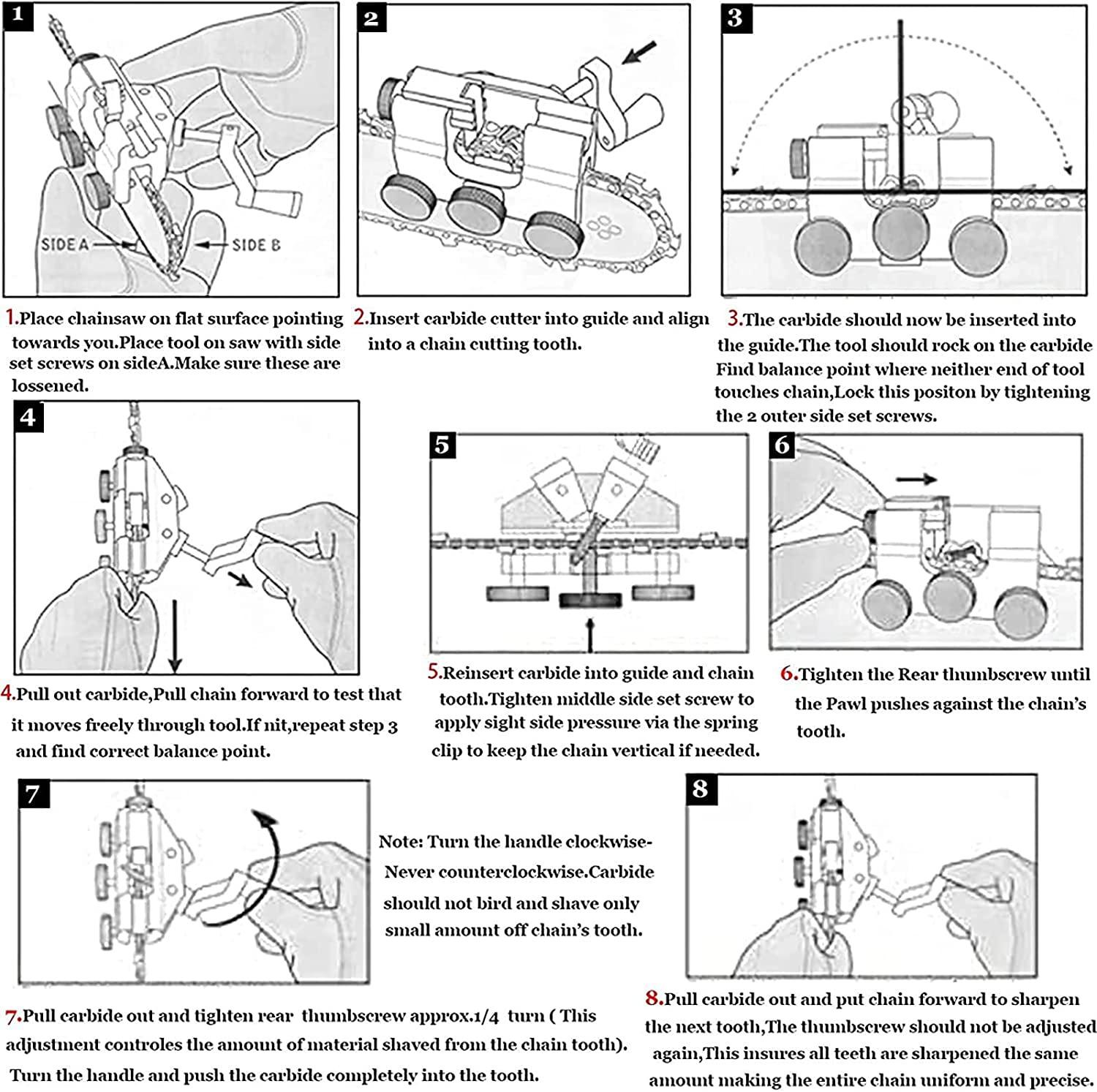 Chainsaw Sharpener Jig, Portable Chain Saw Sharpener Tool with 10pcs Burrs, Chainsaw Chain Sharpener, Hand-Cranked Chainsaw Sharpening Kit for Chain Saws