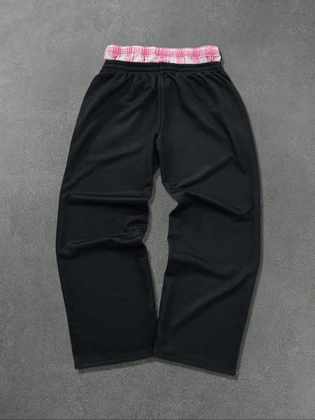 Men's Side Stripe Double Waisted Drawstring Waist Loose Wide Leg Sweatpants Streetwear Pants Men Street Wear Pants, Graphic Sweats, For Rave