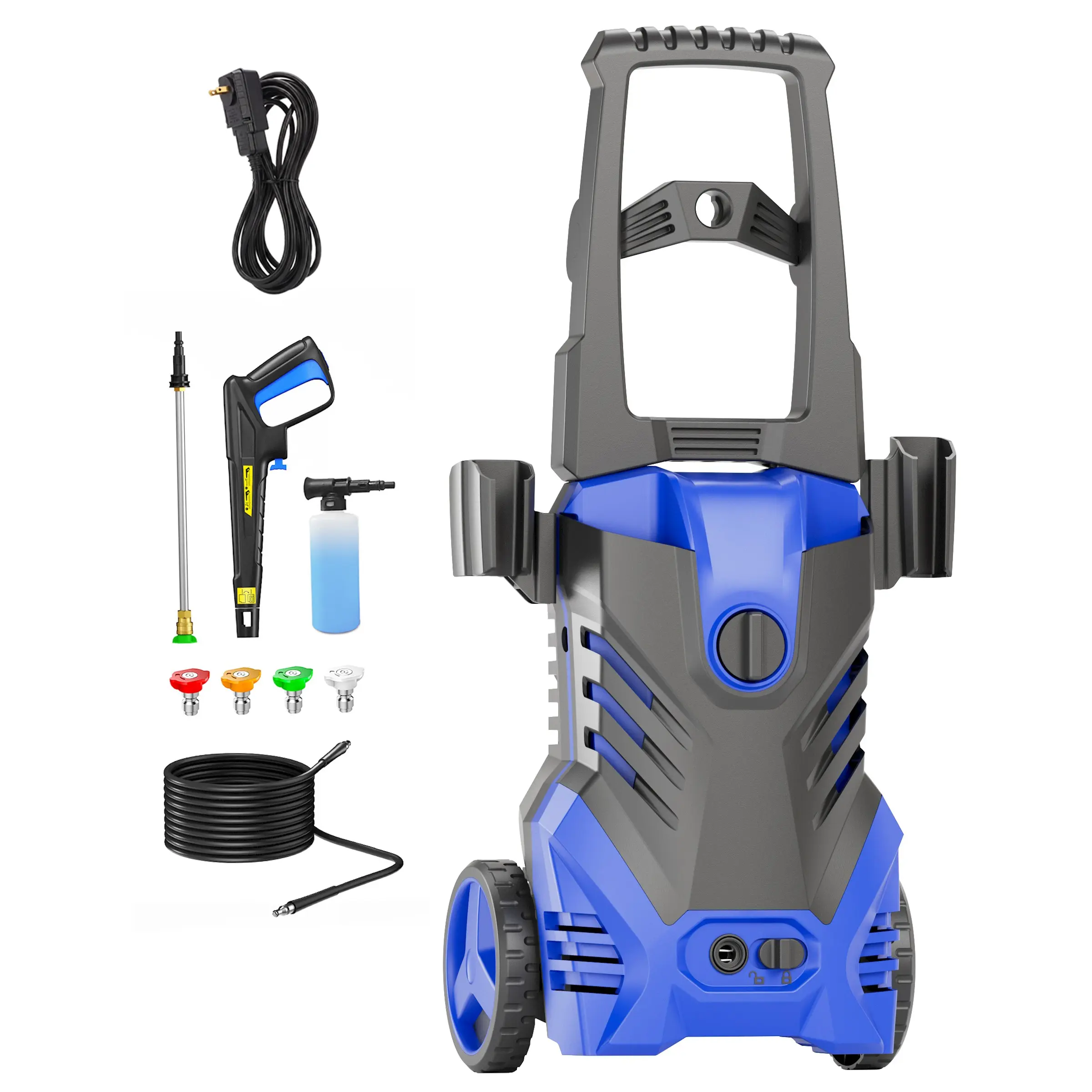 Electric Pressure Washer 5000PSI MAX 2.5GPM, All-Around Cleaning Performance, Flexible Cleaning, with 4 Quick Connect Nozzles, 500ML Soap Bottle, Stainless Steel Lance, Automatic Total Stop System for Fence, Garden, Yard, Outdoor, Car Cleaning,driveway,