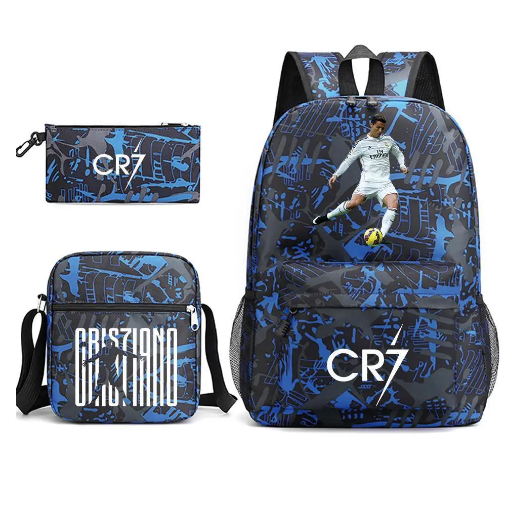 CR7 Simple Style Lightweight College School Backpack Set (3pcs) - Spacious Laptop Backpack for Teens, Travel Mochilas for Men & Women
