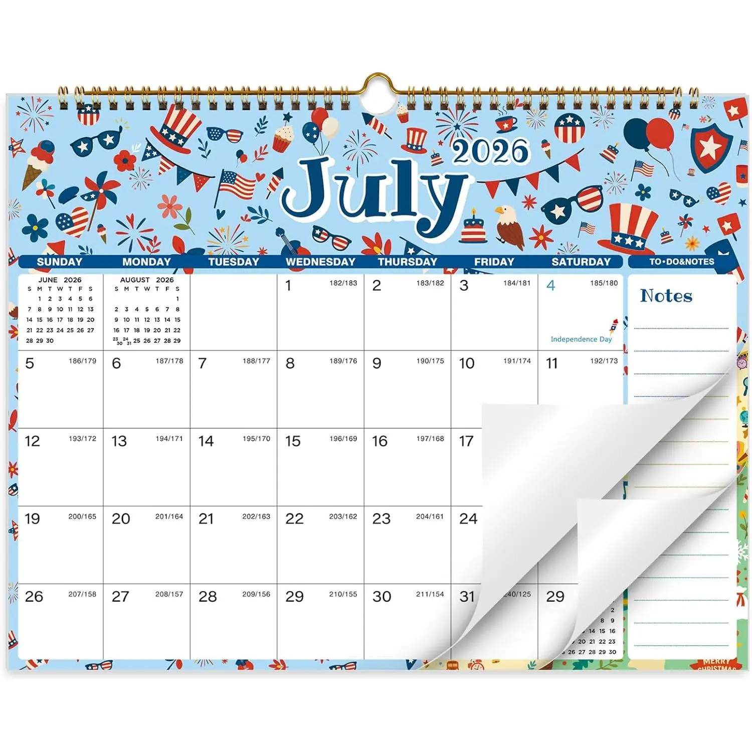 Wall Calendar 2026-2027, 18 Month Jul 2026-Dec 2027, 14.8"x11.5" | Sturdy -Wire Binding with Hook, 140gsm No-Bleed Matte Paper, Daily Notes for Planning, Federal Holidays, for  Office