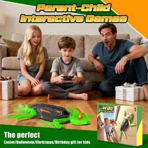 Remote Control Wall Climbing Lizard Toy, RC Gecko/cockroach Shape with LED Eye Lights, Rechargeable, Safe Non-Toxic, Ideal Gift for Kids