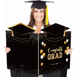 Big Graduation Card 2026 Black Gold Jumbo Guest Book Signature Congrats Grad Guestbook Gift for College High School Graduates Graduation Party Decorations Supplies
