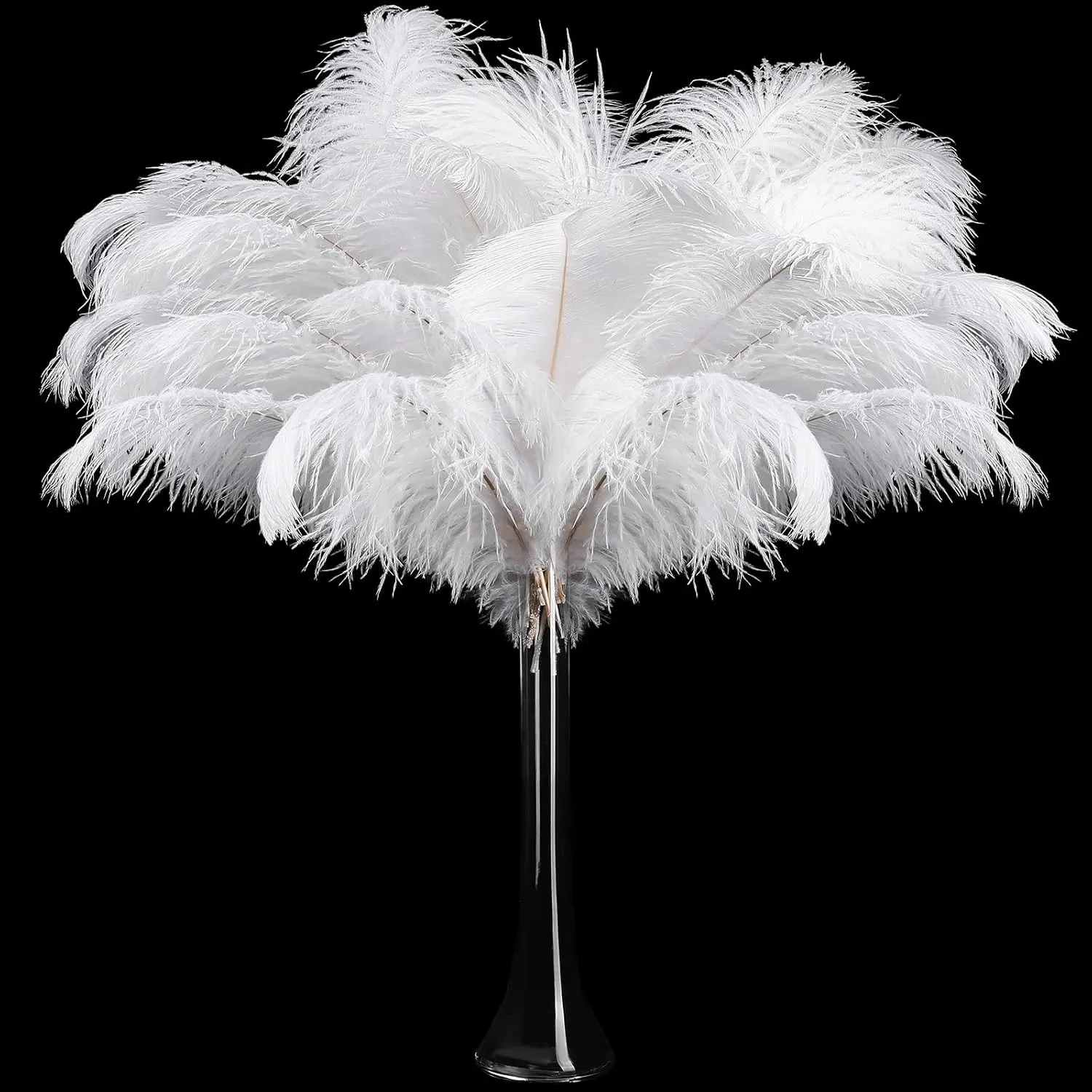 50 Pcs 14-16 Inches Large Natural Ostrich Feathers Bulk for Centerpieces for Wedding Party Centerpieces Home Decoration Flower Arrangement (White)