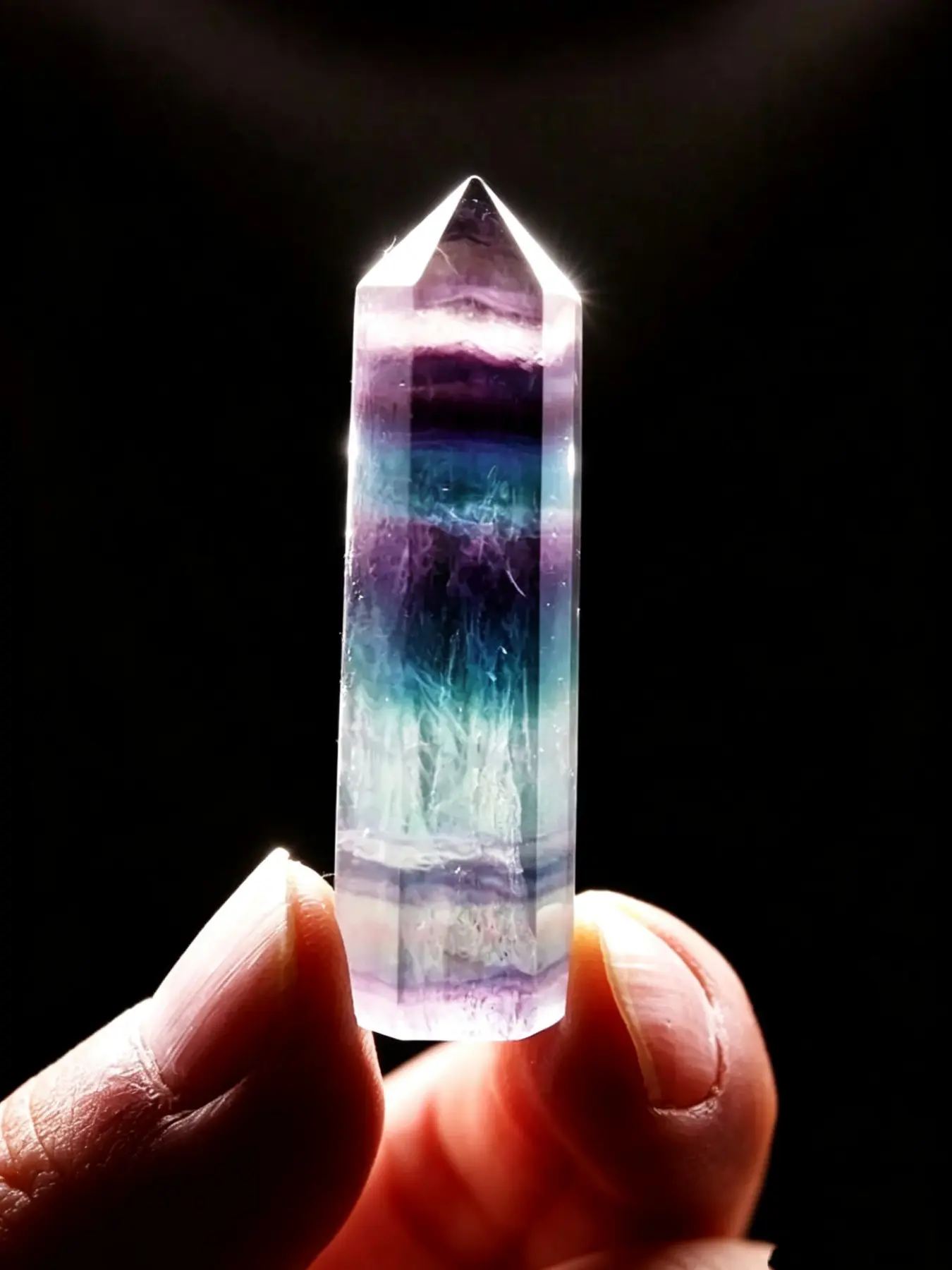 Rare Multicolor Fluorite Tower, Rainbow Fluorite Point, Loose Synthetic Gemstones, Home Art Decoration, Holiday Gift, Crystal Enthusiasts