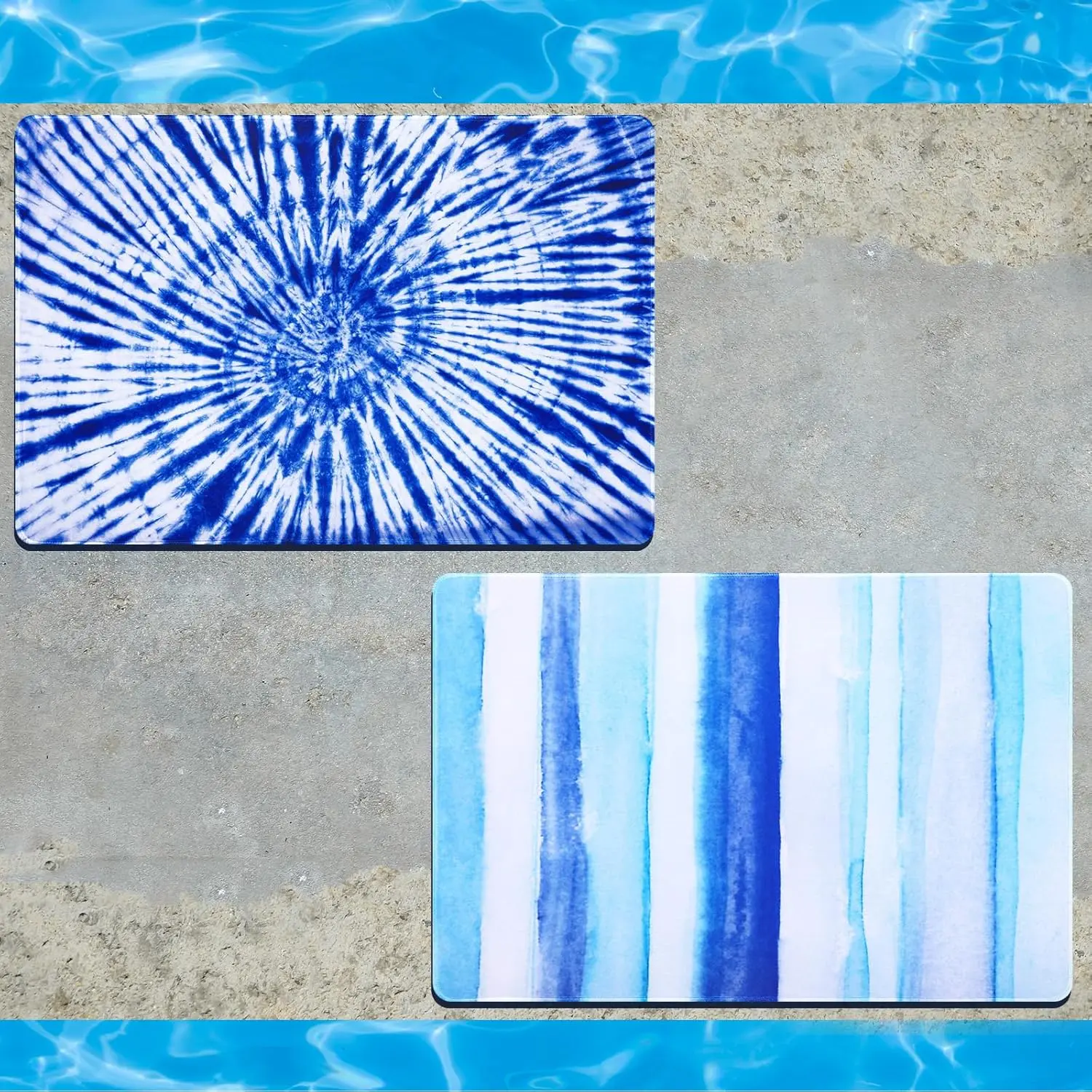 2 Pcs Poolside Mats for Edge of Pool Non Slip Poolside Seating Mats Foldable Pool Cushions Accessories for Swimming Pools, 15.7 x 23.6 Inch, Dark Blue