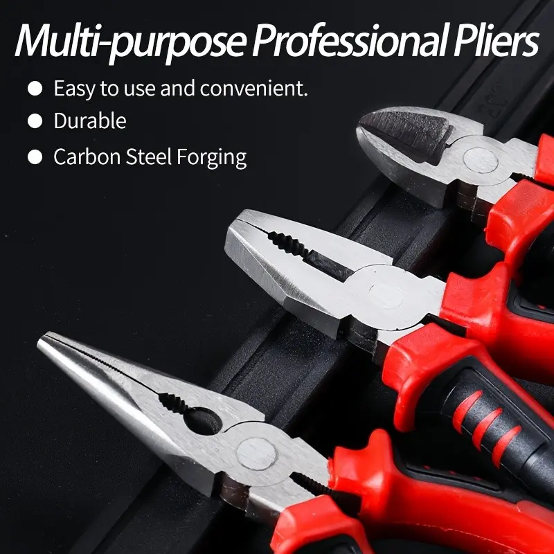 Industrial-Grade Chrome Vanadium Steel Pliers Set, Multifunctional Electrician Tools, Heavy-Duty, Durable for Wire Cutting and Screwdriving