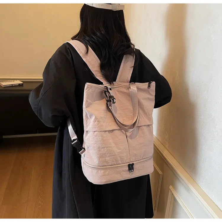 2 In 1 Convertible Tote Backpack For Women, Lightweight Soft Fabric Multi-way Shoulder Handbag, Large Capacity Expandable Travel Commuter Daypack