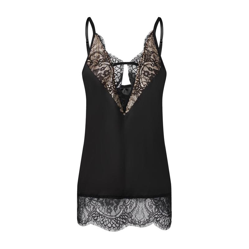 Women Satin Lace Camisole Top Sleeveless Spaghetti Strap Cutout V Neck Silk Lace Trim Cami Top Tank Top Summer Shirt