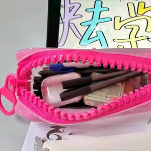 Large Capacity Zipper Transparent Pencil Case Stationery Box High Appearance Large Capacity Pencil Bag Clear Stationery Holder