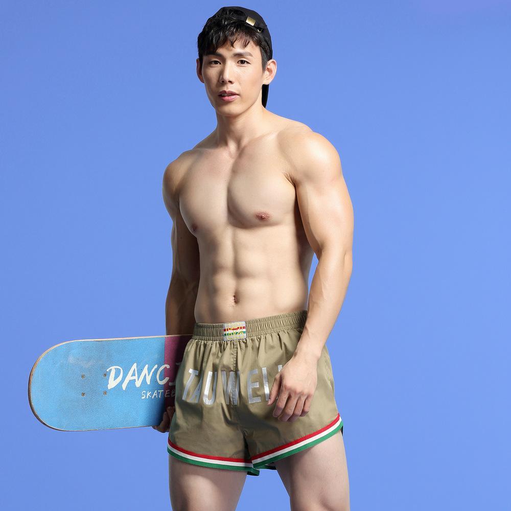 Tauwell Mens Sports Shorts Trendy Comfortable Youth Casual Three-Point Pants Polyester Fabric  - Menswear Trouser Elastic