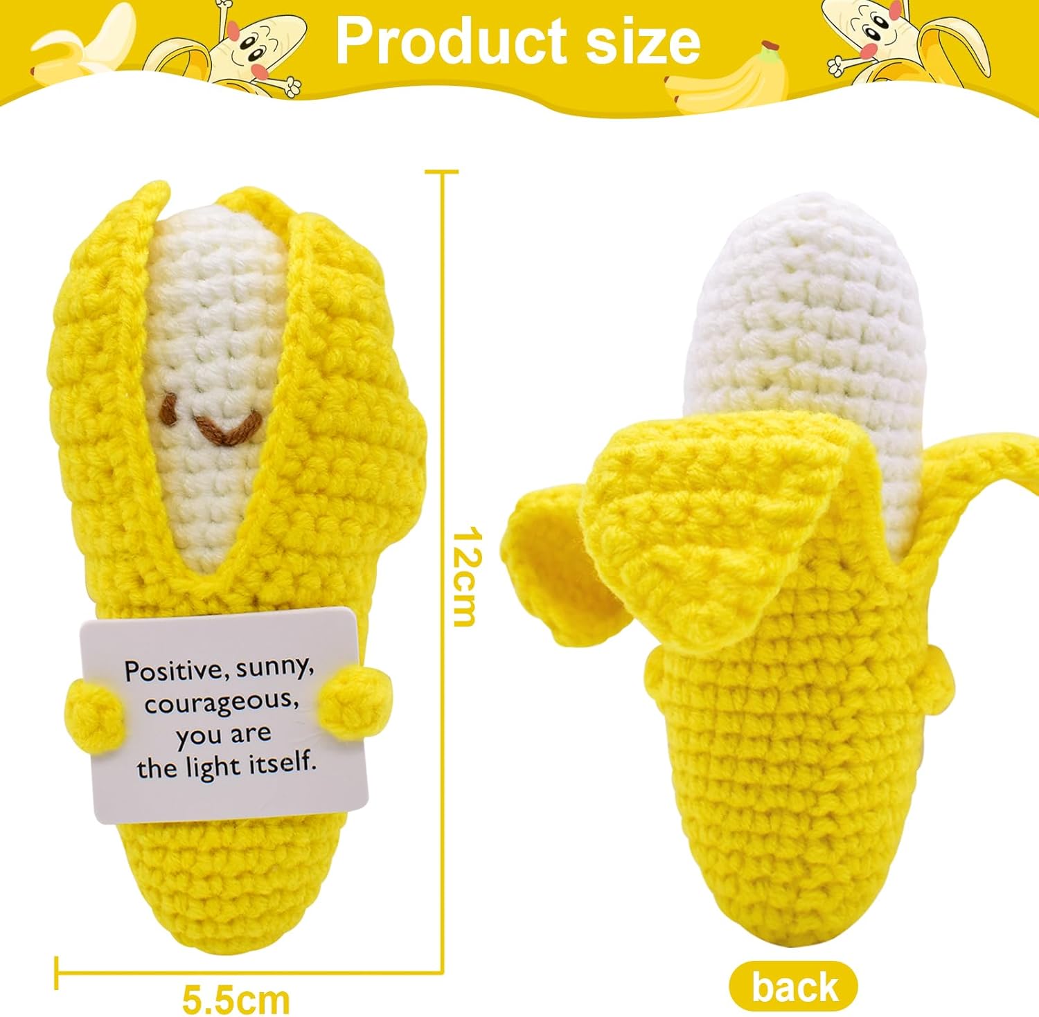 Adorable handmade banana crochet dolls! mini fruit plush toys are soft and well-crafted, perfect as cute little birthday gifts for both kids and adults. A charming tiny companion for desk decor or daily play, bringing smiles and sweetness to everyone