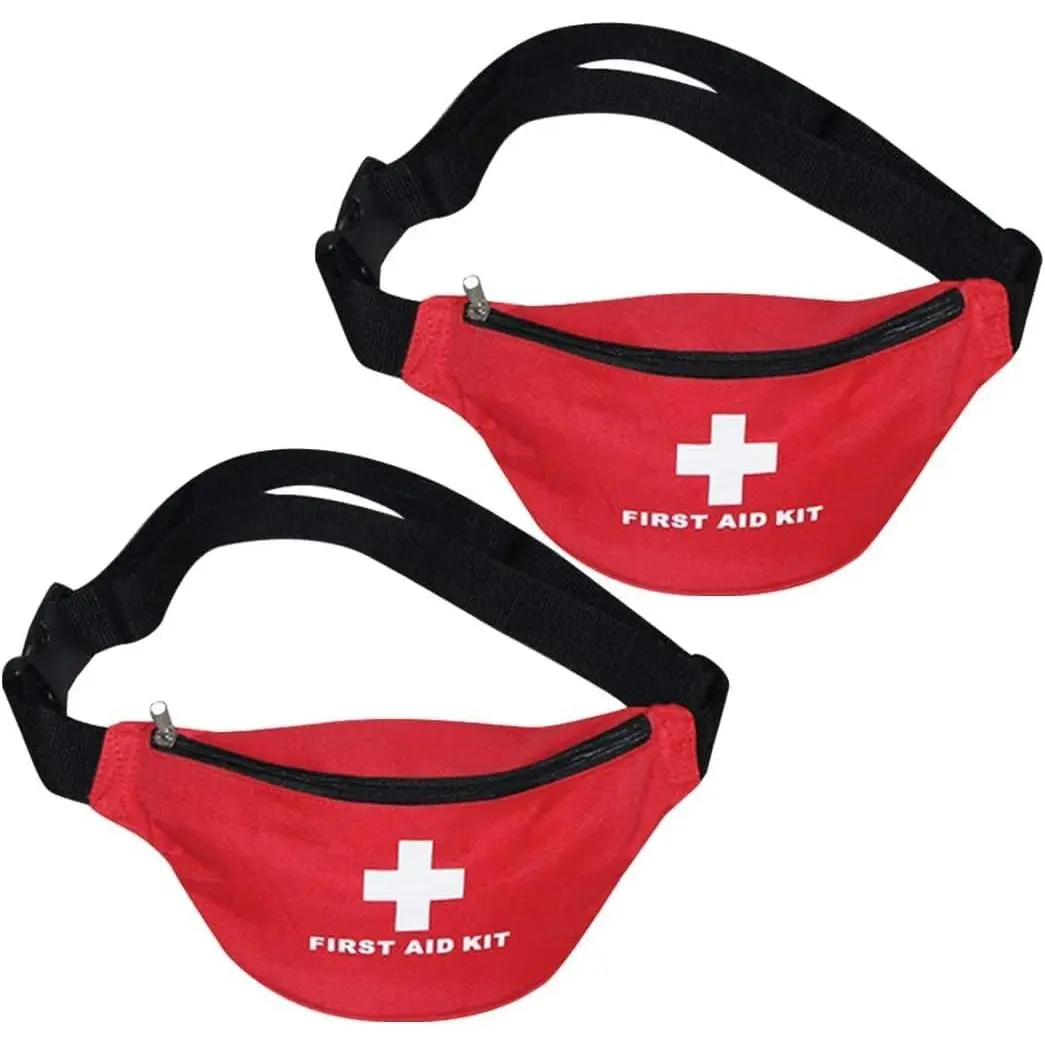 sportsFirst Aid Empty Kit,Compact and Lightweight Waterproof First Aid Bag Empty with Zippered for Emergency at Home, Office, Car, Outdoors, Boat, Camping, Hiking(Bag Only) (2 Pack Fanny Pack)