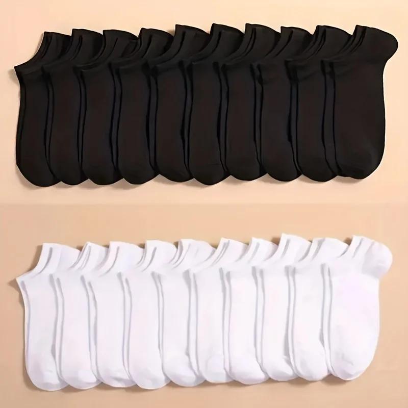 10/20/40 Pairs Solid Socks Soft Lightweight Low Cut Ankle Socks Bulk Black White Grey Men Women Stockings Hosiery Menswear Beige Plain scrunch socks Anklesock Tubesocks SpringStatements