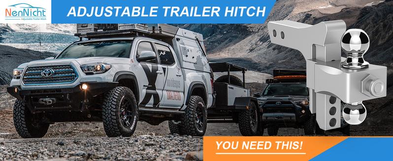 Adjustable Trailer Hitch, Drop Hitch Fits 2 Inch Receiver, GTW 21,500 LBS Aluminum Tow Hitches Dual Ball (2" x 2-5/16"), Heavy Duty Truck Hitch Ball Mount (5 Inch Drop Hitch)