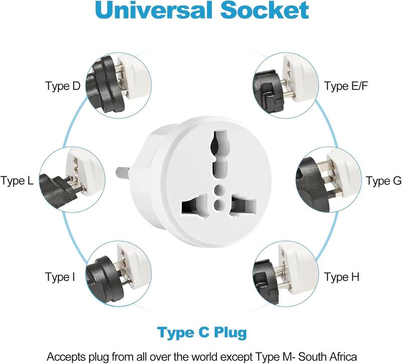 European Travel Plug Adapter, Type C International Power Adaptor to Spain France Portugal Iceland , Vocation Essentials 3-Packs European Travel Plug Adapter, Type C International Power Adaptor to Spain France Portugal Iceland , Vocation Essentials 3-Packs