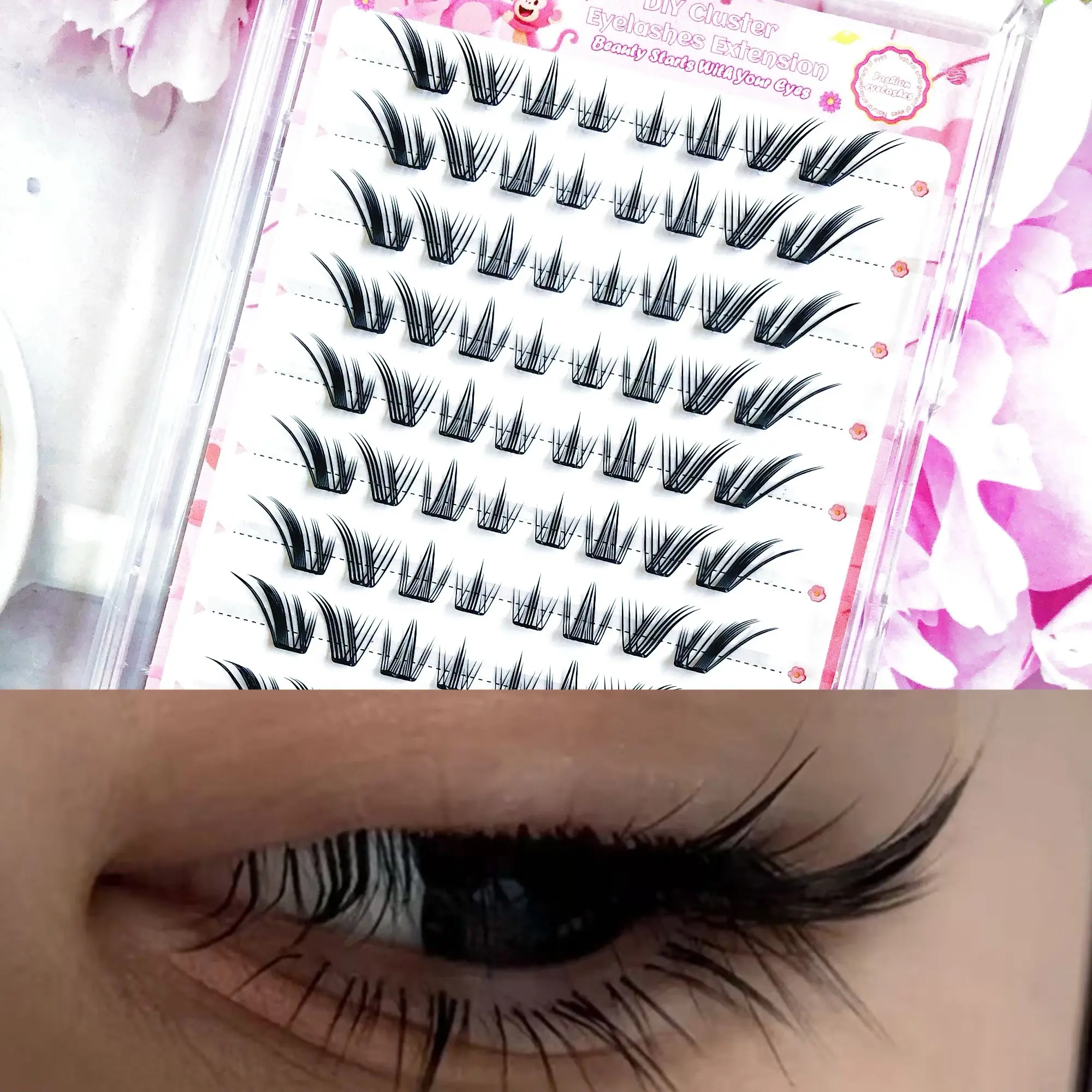 Directly Adhesive False Eyelashes, 80pcs Fine Line, Perfect Fit for Eye Shape, Natural Elegant Upward Curve, Self-Adhesive False Lashes