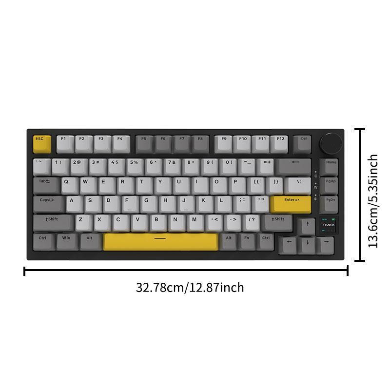 Ajazz AK820 Pro 75% Mechanical Keyboard, Gasket-Mounted Gaming Keyboard with TFT Smart Display&Knob, BT 5.1/2.4G Wireless/Type-C Wired Custom Keyboard