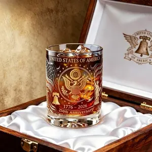 A commemorative whiskey mug commemorating America's 250th Independence Day, July 4th Patriotic Collection Gift