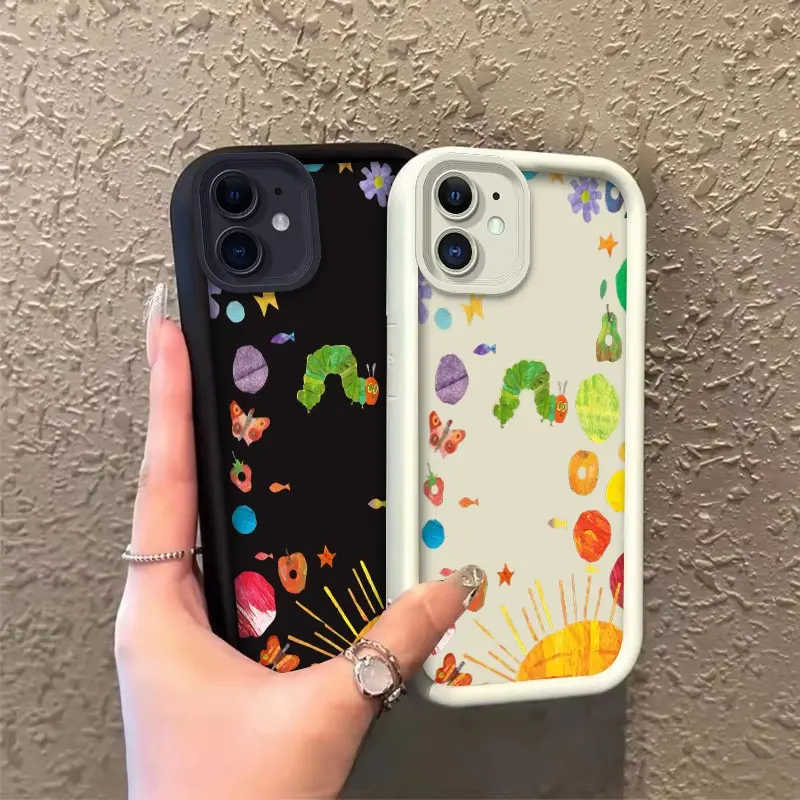 Phone case for iphone 11 12 12MINI Enhanced Peotection TPU Shockproof The Hungry Green Caterpillar Pattern soft silicone Celestial Eye Layered Phone Case ROOJTNJIC