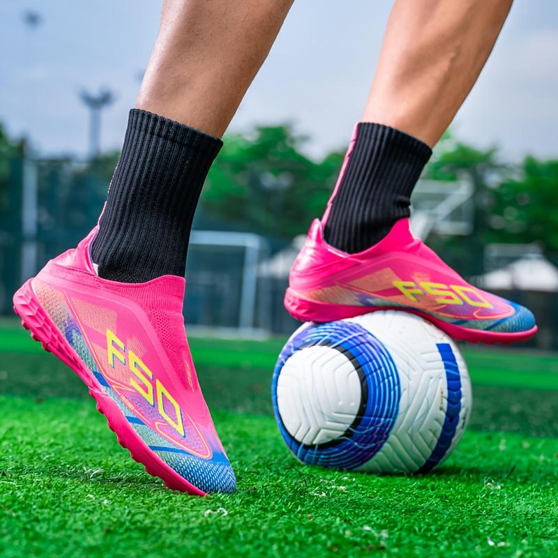 LISM Men's Training Cleats - AG/TF Studs with Non-Slip TPU Sole, Lightweight PU Upper, Neon Pink/Blue/Green/Orange/Black/White/, All-Terrain Grip for Soccer, Indoor/ Matches & Training - Cushioned Comfort, All-Weather Performance - Ideal for Professional