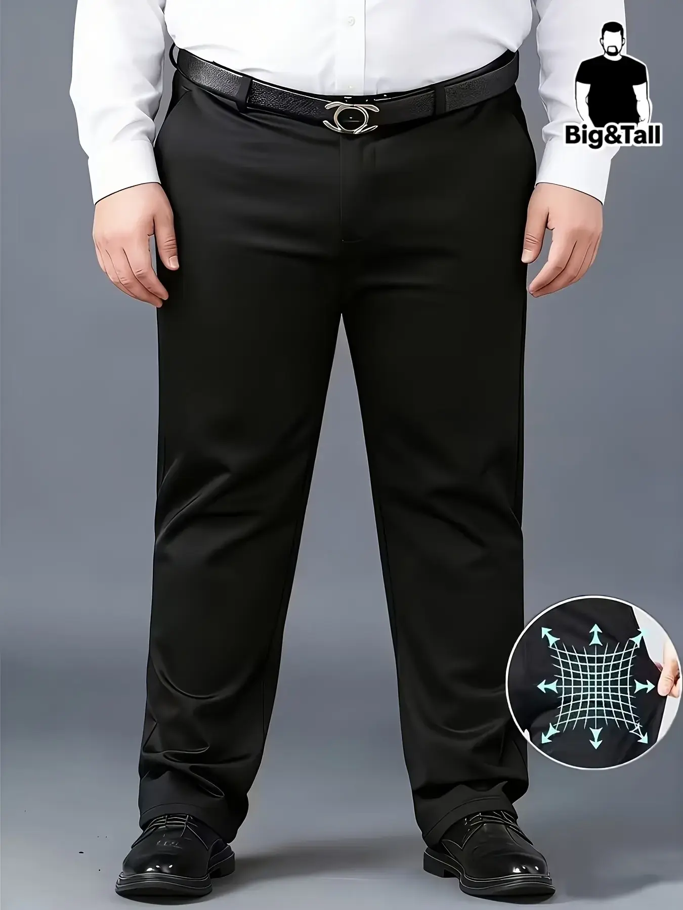 Men's Plus Size Elastic Casual Suit Pants, Formal Wear Trouser, Casual Trousers, Stretch Fabric for Daily Business, Comfortable and Stylish