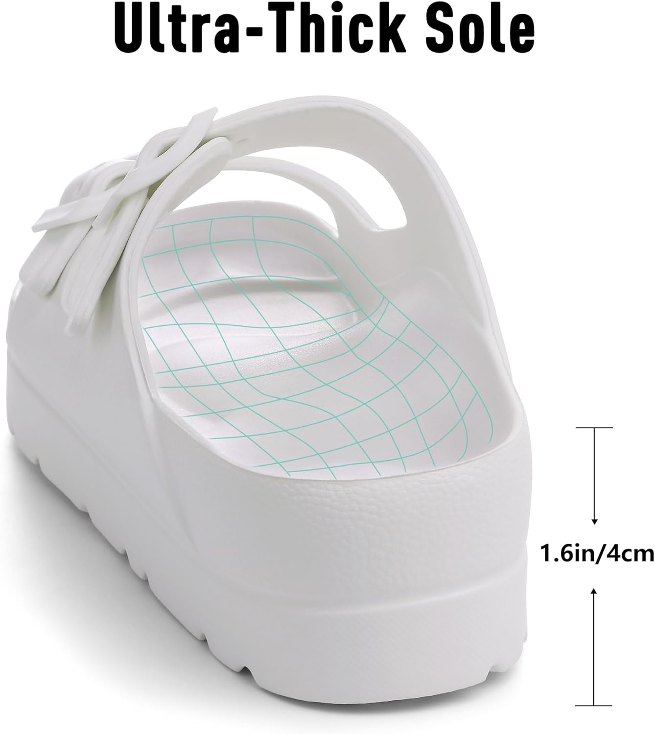 Women's Platform Sandals Footwear - Arch Support, Chunky Lightweight Foam Slip-On Slides, Adjustable Buckle Comfortable Summer Beach Sandals