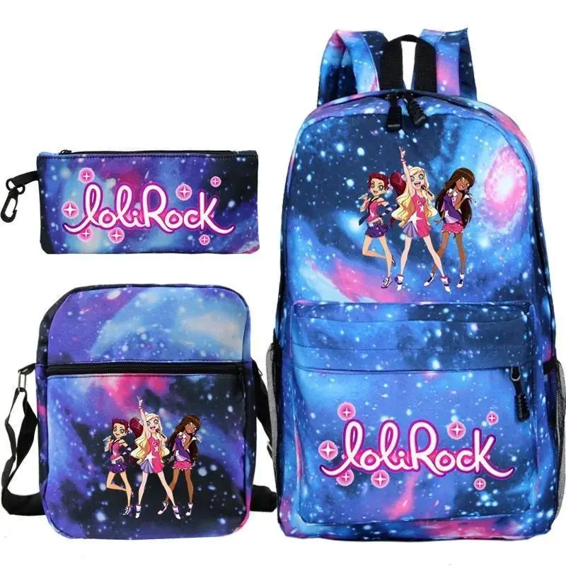Cute LoliRock Backpack 3 Pcs Set Mochila Boys Girls Anime School Bags Men Women Travel Knapsack Teens backpack Gift Mochila