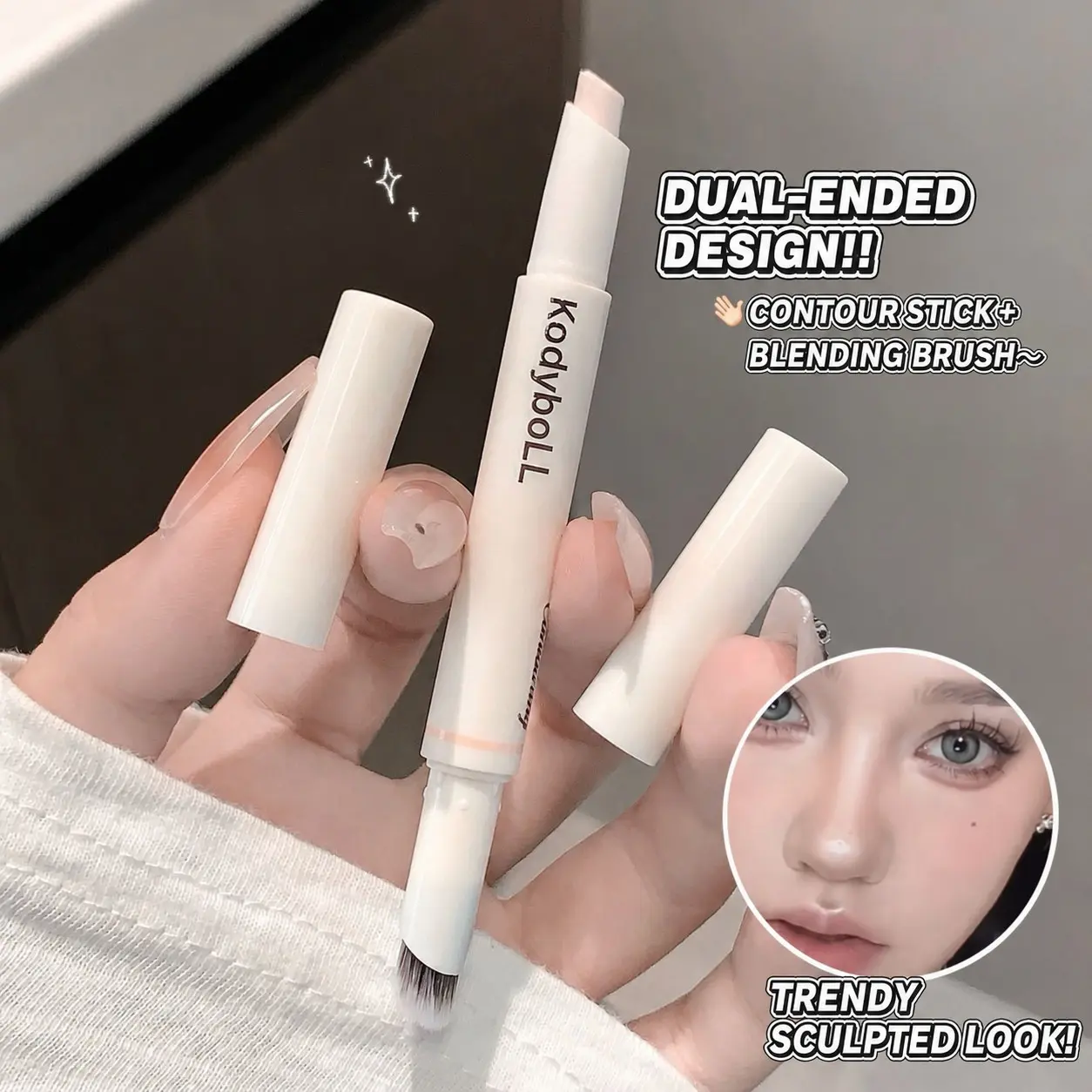 High Light Contour Multi-Use Pen, Natural 3D Makeup Stick, Beginner-Friendly, Long-Lasting, Dual-Ended Contour Brush