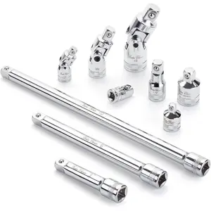 - Socket Accessory Set, 10 count, , 3/8" Extension Set, 1/4", 3/8" & 1/2" Drive  Joints & Socket Adapter Set, 3/8 Extension Set
