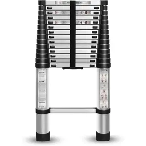 14.5 FT Telescoping Ladder  Button Retraction  Extension Ladder Collapsible Suitable for Outdoor or Indoor