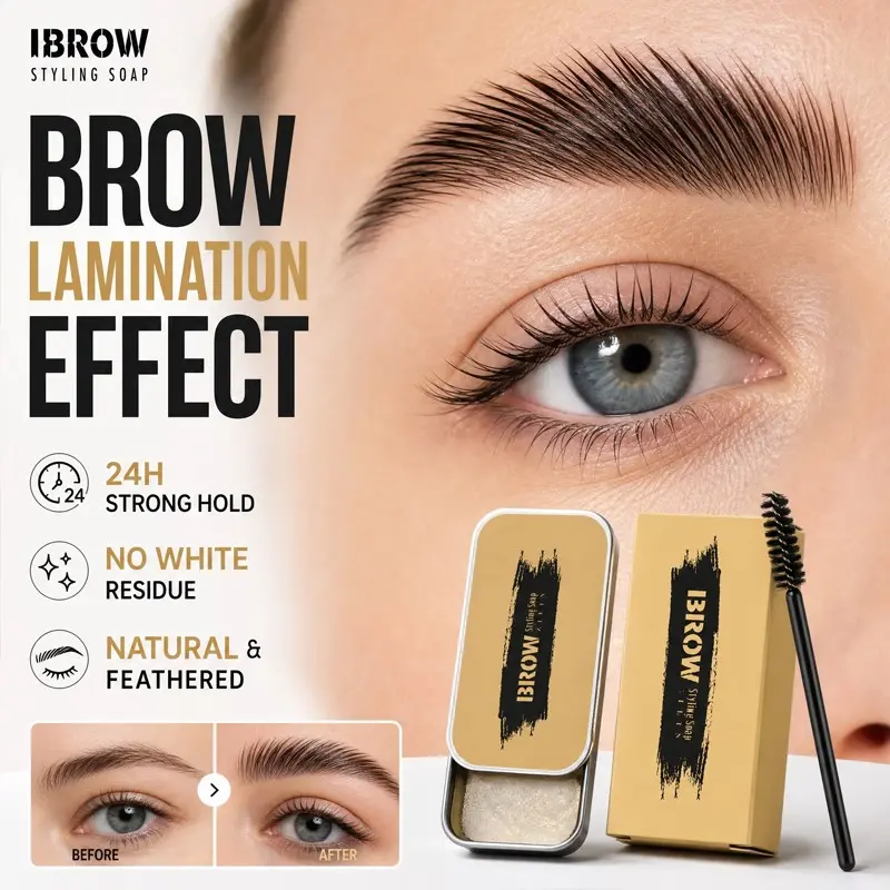 Clear Brow Setting Gel with Spiral Brush, Colorless Natural Brow Shaping Wax, Student Friendly Daily Casual No-Makeup Makeup Eyebrow Styling Soap
