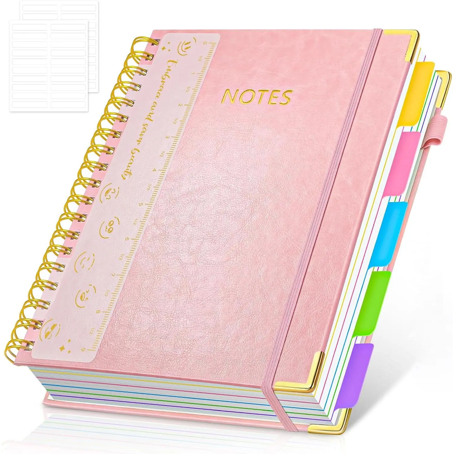 Hardcover Spiral Notebook Journal with Removable PVC Dividers - 8'' x 10'' Large 300 Page B5 Hardcover Leather College Lined Journals Notebook for Work Note Taking Office  School Supplies,
