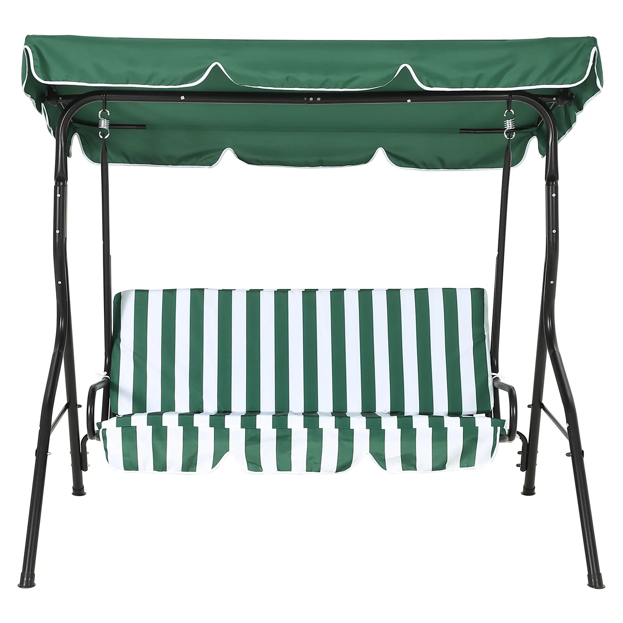 【Garvee】3 Seat Patio Porch Swing with Steel Frame – Outdoor Porch Swing Chair with Stand, Adjustable Canopy & Thick Cushions – 800LBS Capacity – for Backyard, Lawn, Garden