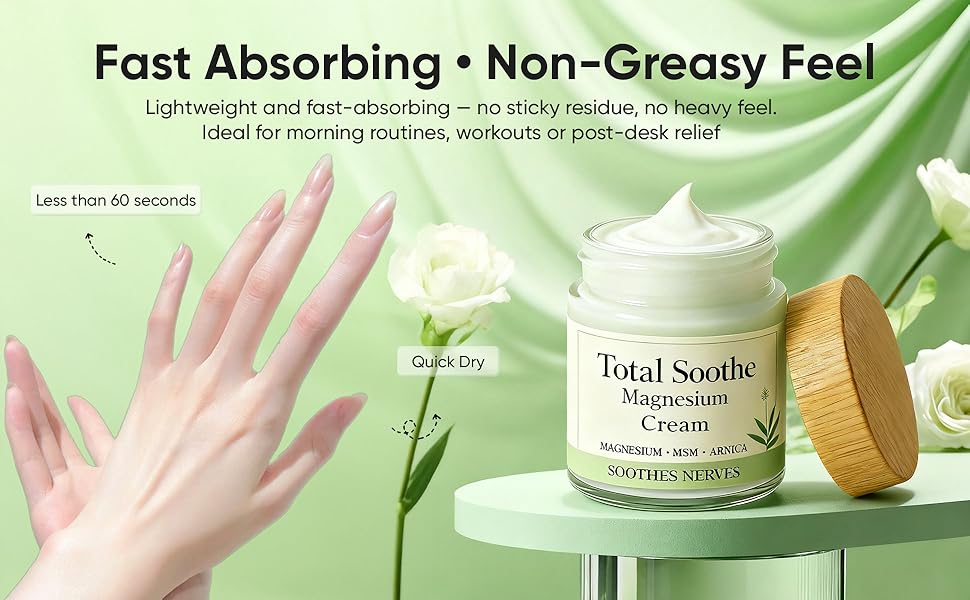 TotalRelief Magnesium Cream - Joint Relief Cream with Mineral Delivery Formula, MSM & Arnica – Fast Absorbing, Non-Greasy Topical for Everyday Joint & Muscle Comfort