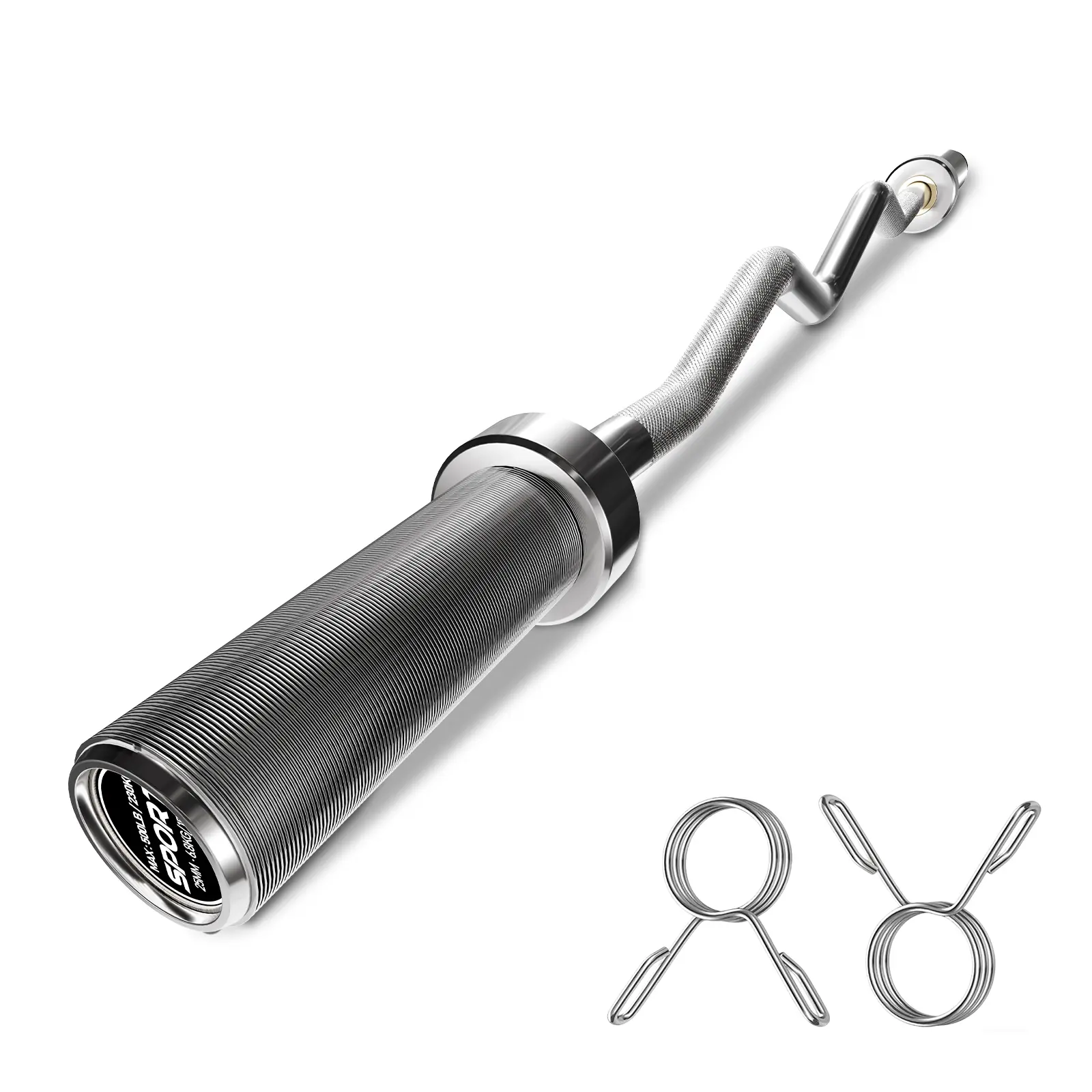 700LB Heavy Duty EZ Wave Barbell Bar, 47 Inch Chrome Curling Bar for 2-Inch Weight Plates, Ergonomic Weight Lifting Bar for Squat Hip Thrusts Biceps & Triceps Workout with 2 Spring Collars Silver