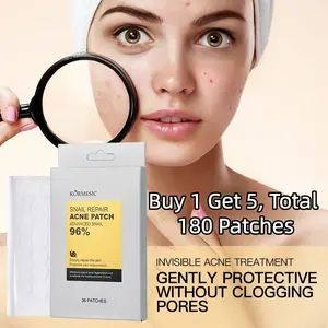 Buy 1 Get 5, Total 180 Patches,KORMESIC Snail Repair Acne Patches, Hydrocolloid Invisible Pimple Patches with Snail Essence & Centella, Waterproof Sweatproof, Day & Night Use, Absorbs Exudate, Reduces Redness & Marks, 2 Sizes Available,