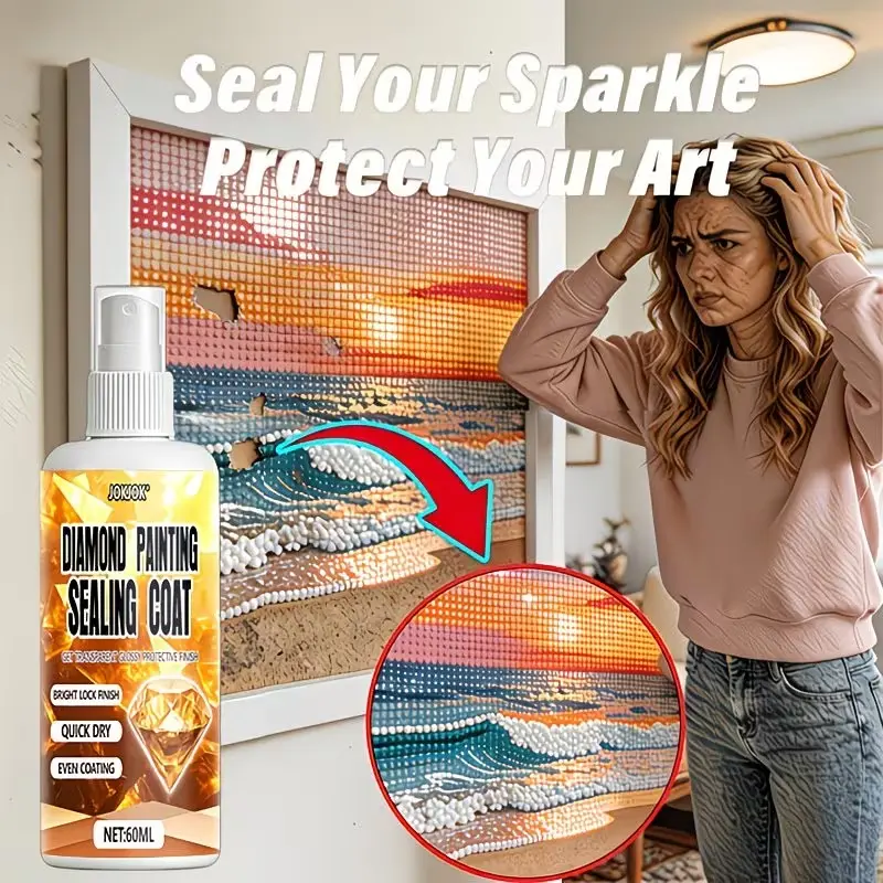 Handmade Diamond Painting Fixative Spray, Mirror Finish Gloss Coating, Suitable for Diamond Art, Puzzles, Crafts, Durable & Scratch-Resistant