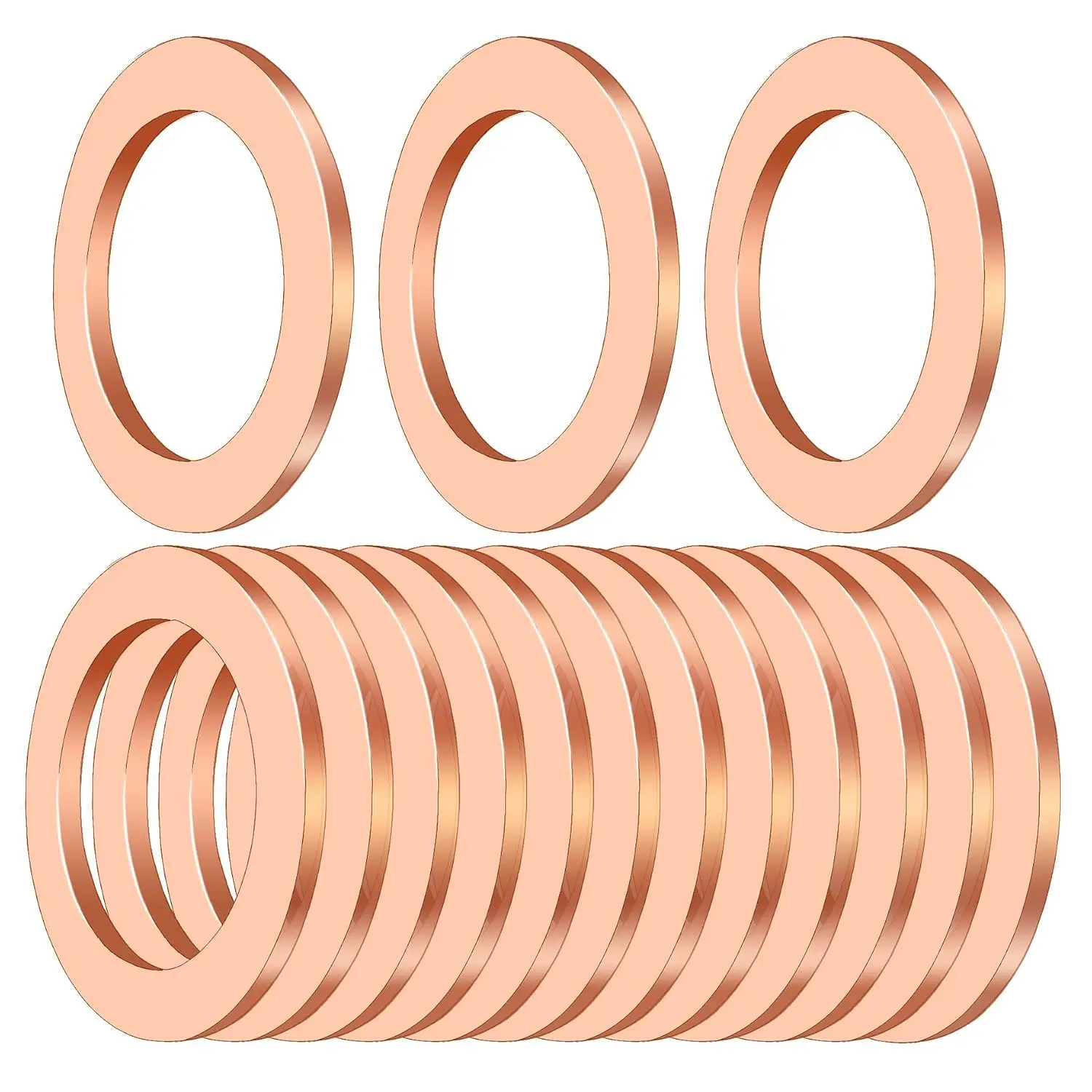 15 count Oil Drain Plug Gasket, 14mm Copper Crush Washer Oil Sealing Gaskets, Drain Plug Washer  Compatible with OEM PN 007603-014106, Automotive  Accessories