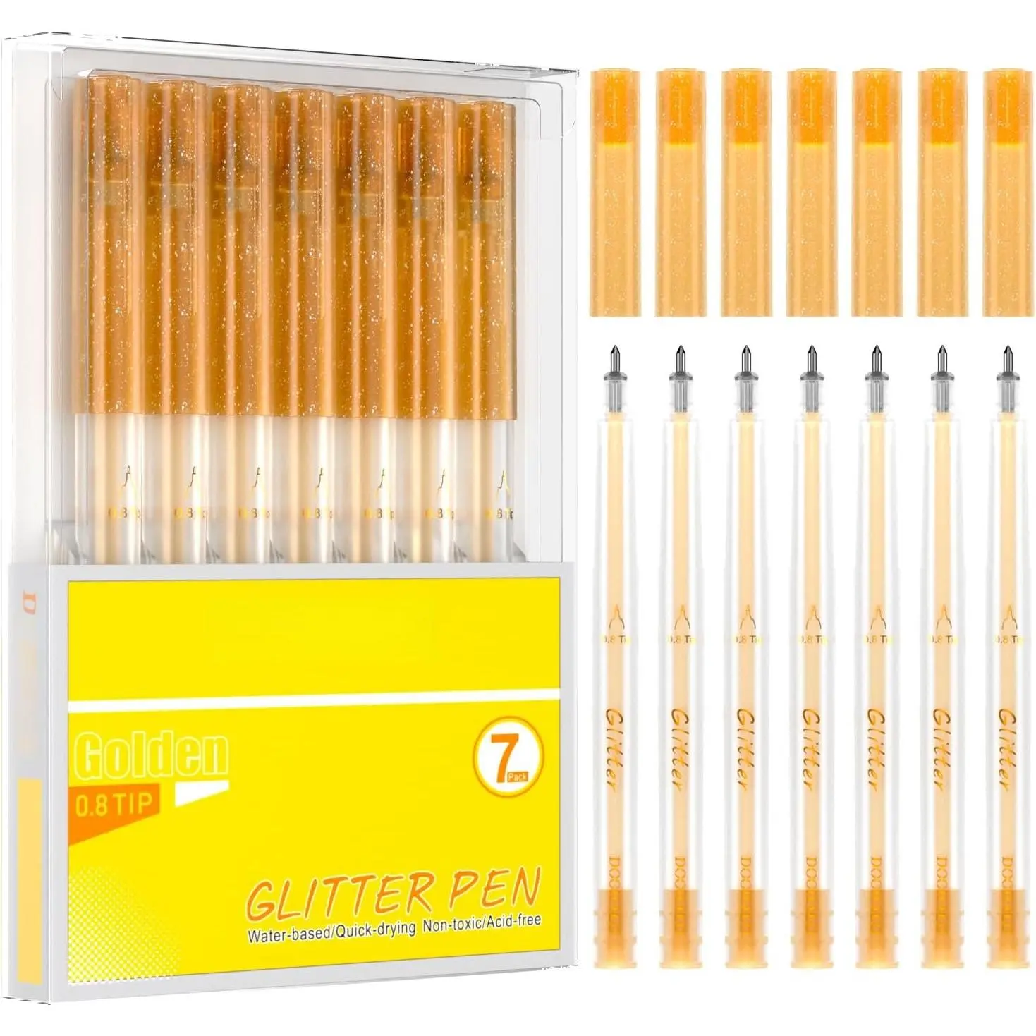 Black Glitter Gel Markers Pen Compatible with Cricut Maker4/ 3/Explore 3/Air 2/Air Machine 0.8 Medium tips  Pens for Drawing and Painting