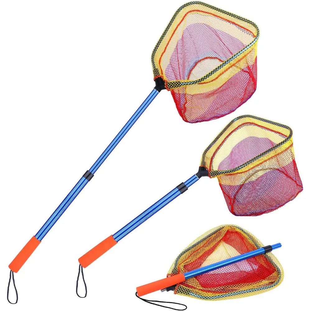 Fishing Net, Telescopic Lightweight Landing Net with Aluminum Pole Handle and Nylon Mesh, Catch and Release Butterfly Net for Youth Outdoor