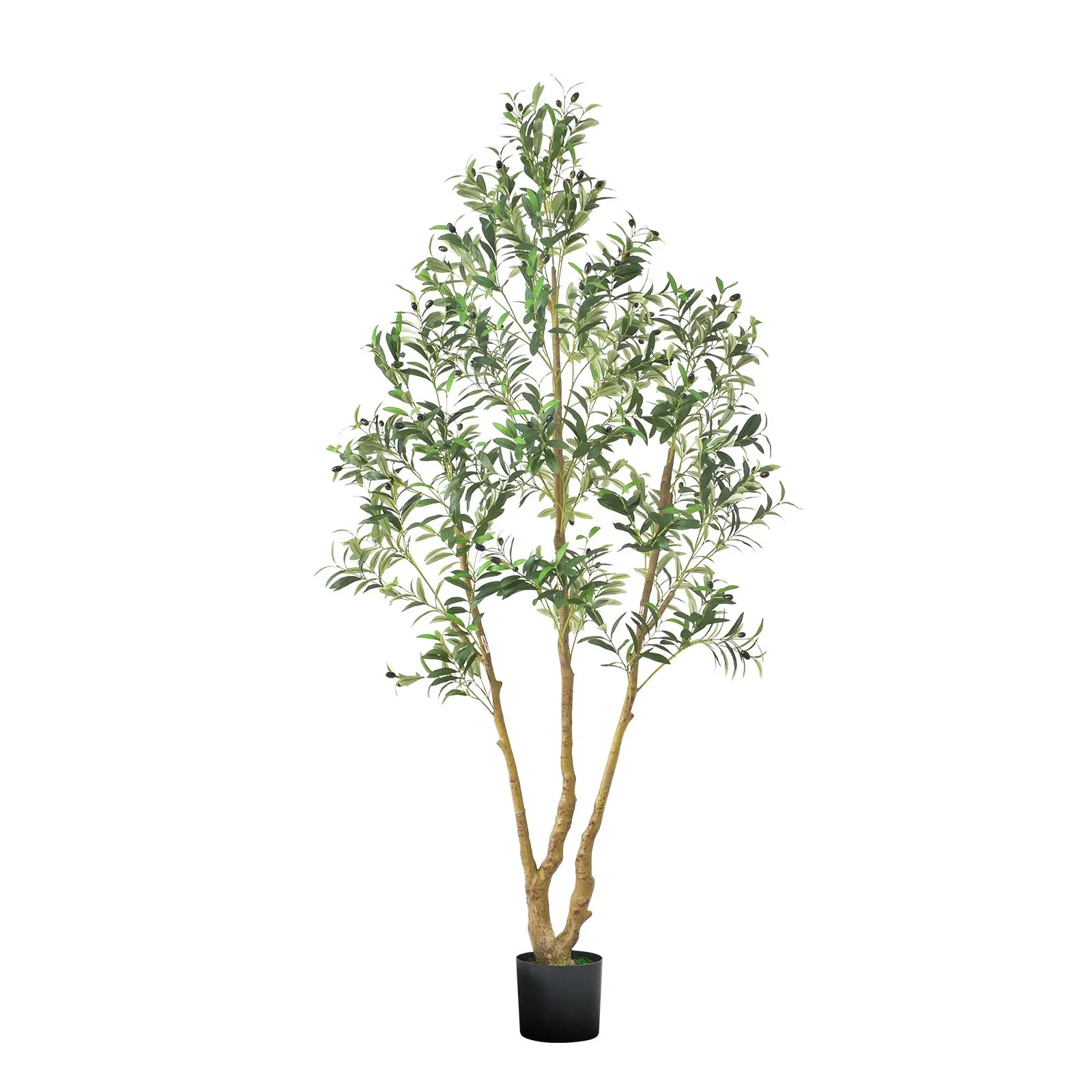 【DealsForYouDays】VEVOR 7FT Artificial Olive Tree with Black Pot, Tall Fake Tree with Natural Wood Trunk Realistic Green Leaves and Fruits, Indoor Faux Plant for Home, Office, Living Room, Corner Decor