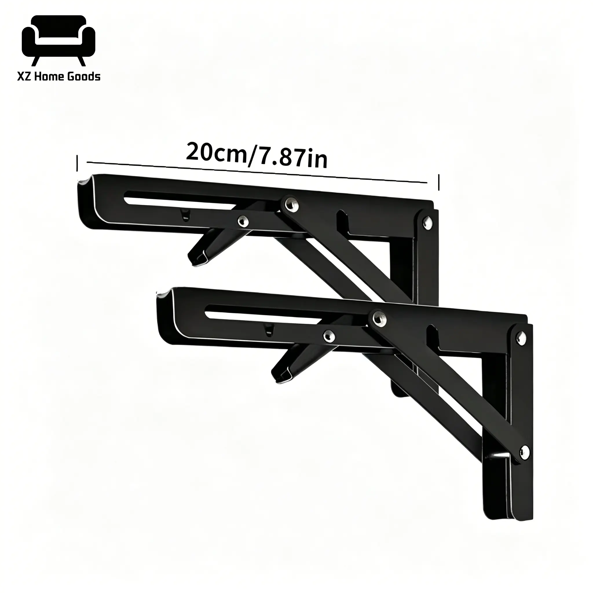2 High-Strength Carbon Steel Folding Adjustable 90° Angle Wall Brackets, Rugged Industrial Style, Ideal for Home & Office Decorative Shelves & Desk Reinforcement, Versatile Storage Support,Back to School Must-Have Gift